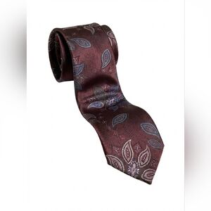Vintage Oscar de la Renta Burgundy and Blue Paisley Tie
